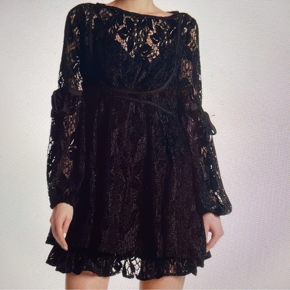 NWT Free People Ruby Mini Dress Women’s Small Black Lace